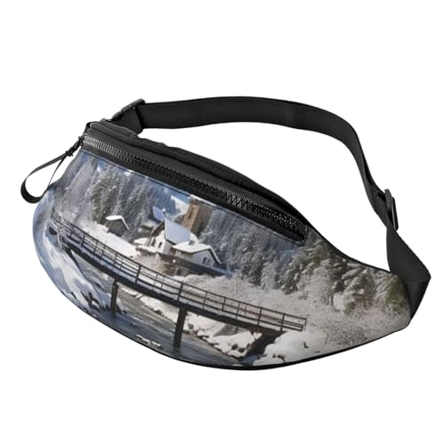 Gürteltasche für Damen, große Umhängetasche, trendige Brusttasche, Winter, Weihnachten, Hüfttasche für Reisen, Winterlandschaft in den bayerischen Alpen, Einheitsgröße von VducK