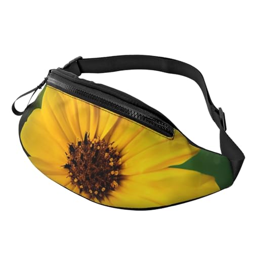 Gürteltasche für Damen, große Umhängetasche, trendige Brusttasche, Yoga, unter Sonnenuntergang, Hüfttasche für Reisen, Gelb, Blumen, Einheitsgröße von VducK