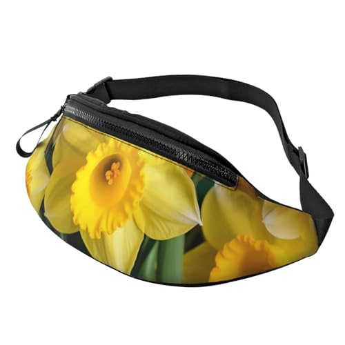 Gürteltasche für Damen, große Umhängetasche, trendige Brusttasche, gelbe Narzissen, Blumen, Hüfttasche für Reisen, Gelbe Narzissen-Blumen, Einheitsgröße von VducK