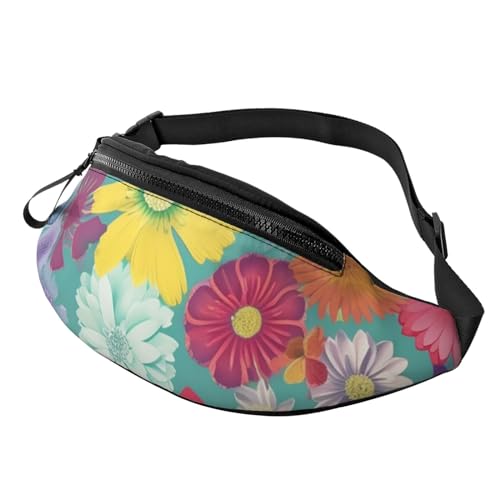 Gürteltasche für Damen, große Umhängetasche, trendige Brusttasche, schwarz, mit Blume, für Reisen, Blühblumen, Einheitsgröße von VducK