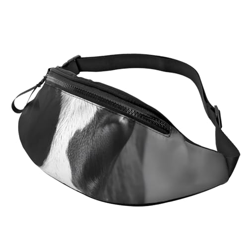 Gürteltasche für Damen, große Umhängetasche, trendige Brusttasche, schwarz, mit Blume, für Reisen, Schwarz-weißes Kuhgesicht, Einheitsgröße von VducK