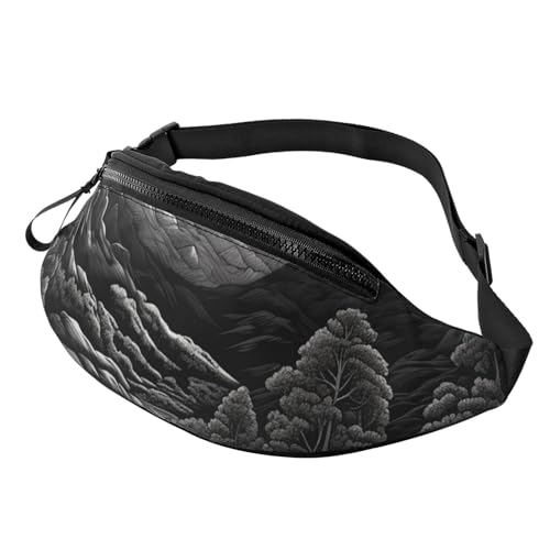 Gürteltasche für Damen, große Umhängetasche, trendige Brusttasche, schwarz, mit Blume, für Reisen, schwarz / weiß, Einheitsgröße von VducK