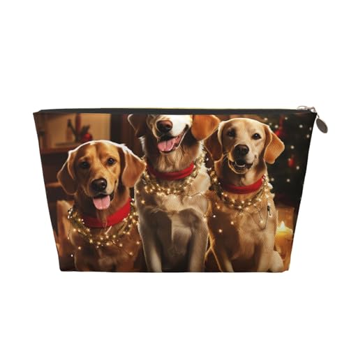 Kosmetiktasche, Reise-Make-up-Tasche für Damen, groß, Make-up, Weihnachten, Hunde-Party, Organizer, Kulturbeutel, Reißverschluss, Geldbörse, gold, Einheitsgröße, Kosmetiktasche von VducK