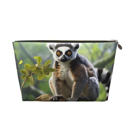 Kosmetiktasche, Reise-Make-up-Tasche für Damen, groß, Ringschwanz, Lemur, Organizer, Kulturbeutel, Reißverschluss, Geldbörse, gold, Einheitsgröße, Kosmetiktasche Kosmetiktasche, Reise-Make-up-Tasche für Damen, groß, Ringschwanz, Lemur, Organizer, Kulturbeutel, Reißverschluss, Geldbörse, gold, Einheitsgröße, Kosmetiktasche von VducK
