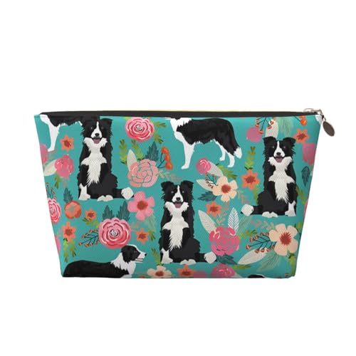 Kosmetiktasche, Reise-Make-up-Tasche für Damen, groß, für Make-up, Collie, Blumen, Organizer, Kulturbeutel, Reißverschluss, Geldbörse, gold, Einheitsgröße, Kosmetiktasche Kosmetiktasche, Reise-Make-up-Tasche für Damen, groß, für Make-up, Collie, Blumen, Organizer, Kulturbeutel, Reißverschluss, Geldbörse, gold, Einheitsgröße, Kosmetiktasche von VducK