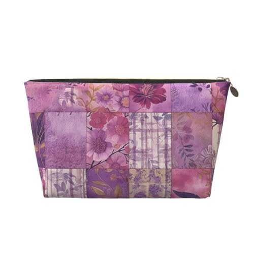 Kosmetiktasche, Reise-Make-up-Tasche für Damen, groß, lila, Blumen, Collage, Organizer, Kulturbeutel, Reißverschluss, Geldbörse, gold, Einheitsgröße, Kosmetiktasche Kosmetiktasche, Reise-Make-up-Tasche für Damen, groß, lila, Blumen, Collage, Organizer, Kulturbeutel, Reißverschluss, Geldbörse, gold, Einheitsgröße, Kosmetiktasche von VducK