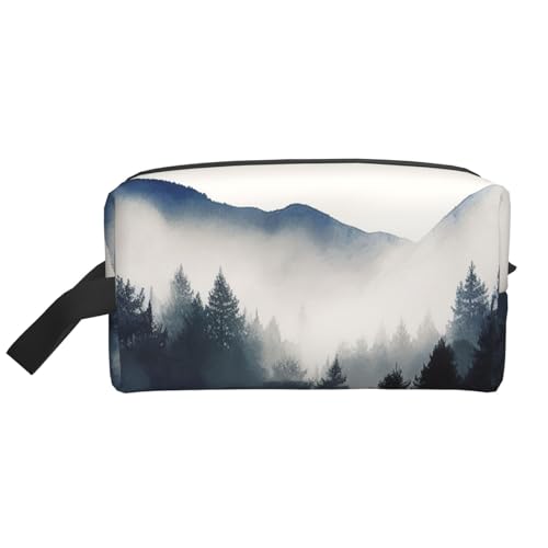 Kulturbeutel für Damen und Herren, Dopp Kit, Reise-Make-up-Tasche, Make-up-Organizer, Kosmetiktasche, rosa Hirsch, hängende Kulturbeutel, Rasiertasche mit großer Kapazität für Reisen, Foggy Mountain, von VducK