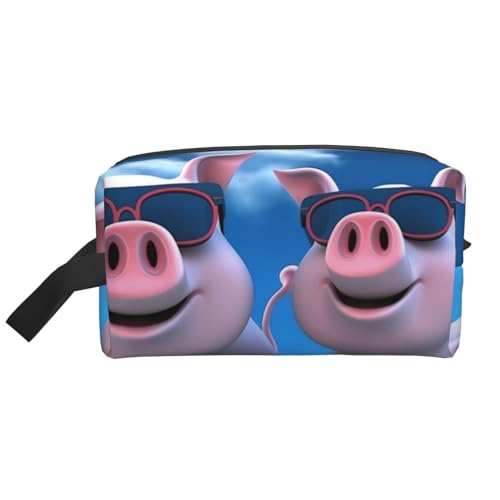 Kulturbeutel für Damen und Herren, Reise-Make-up-Tasche, Make-up-Organizer, Kosmetiktasche, Giraffen-Druck, hängende Kulturbeutel, Rasiertasche mit großer Kapazität für Reisen, Lustige 3D-Schweine, von VducK