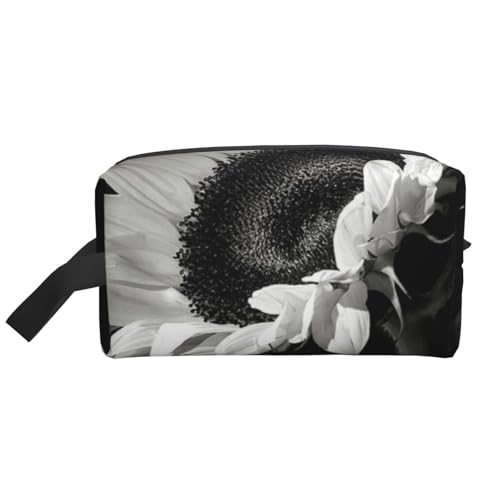 Kulturbeutel für Damen und Herren, Reise-Make-up-Tasche, Make-up-Organizer, Kosmetiktasche, Sonnenblume, schwarz, grau, hängende Kulturbeutel, Rasiertasche mit großer Kapazität für Reisen, Sonnenblume von VducK