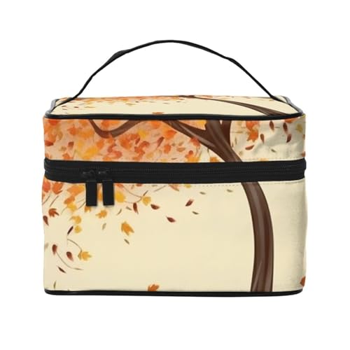 Make-up-Tasche, Reise-Kosmetiktasche, groß, tragbar, Kulturbeutel für Damen, Frosch, Kulturbeutel, Baum Herbst fallen und Fahrrad, Einheitsgröße, Kosmetiktasche von VducK