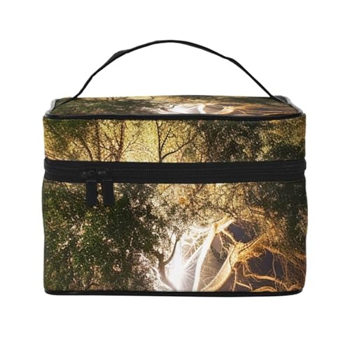 Make-up-Tasche, Reise-Kosmetiktasche, groß, tragbar, Kulturbeutel für Damen, Frosch, Kulturbeutel, Baum bei Nacht, Einheitsgröße, Kosmetiktasche von VducK