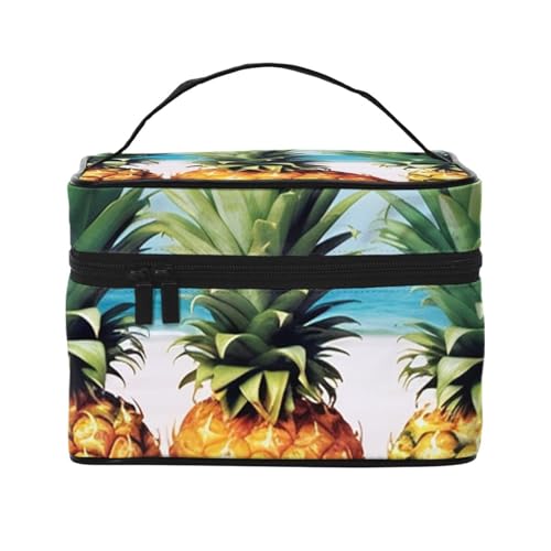 Make-up-Tasche, Reise-Kosmetiktasche, groß, tragbar, Kulturbeutel für Damen, Sommer, Straße, Kulturbeutel, Sommer-Ananas, Einheitsgröße, Kosmetiktasche von VducK