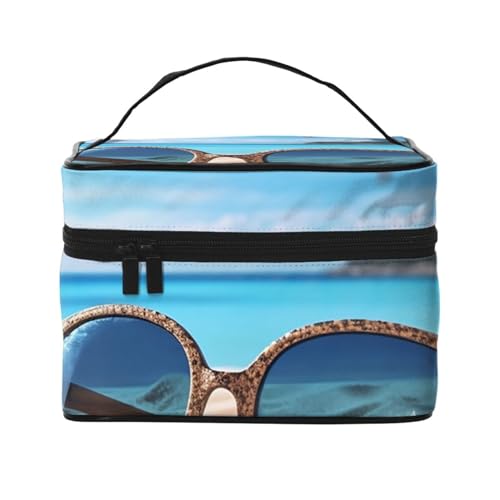 Make-up-Tasche, Reise-Kosmetiktasche, groß, tragbar, Kulturbeutel für Damen, Sommer, Straße, Kulturbeutel, Sommerbrille und Strand, Einheitsgröße, Kosmetiktasche von VducK