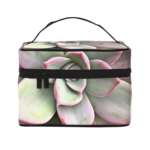 Make-up-Tasche, Reise-Kosmetiktasche, groß, tragbar, Kulturbeutel für Damen, Sukkulenten, botanische Kulturbeutel, Sukkulenten-botanisch, Einheitsgröße, Kosmetiktasche von VducK