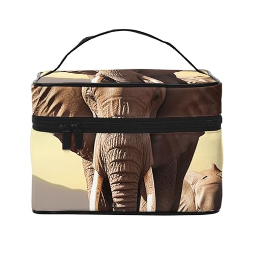 Make-up-Tasche, Reise-Kosmetiktasche, groß, tragbar, Kulturbeutel für Damen, Wasserfall-Kulturbeutel, Gehender Elefant, Einheitsgröße, Kosmetiktasche von VducK