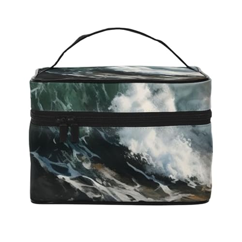 Make-up-Tasche, Reise-Kosmetiktasche, groß, tragbar, Kulturbeutel für Damen, Zugbahn, Kulturbeutel, The Sea Waves, Einheitsgröße, Kosmetiktasche von VducK