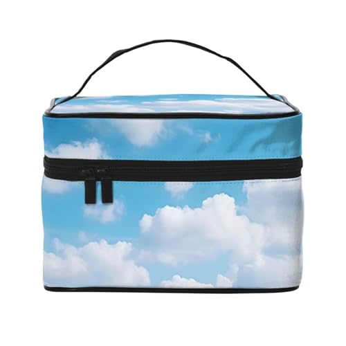 Make-up-Tasche, Reise-Kosmetiktasche, groß, tragbar, Kulturbeutel für Damen, weiße Wolken, Himmel, Kulturbeutel, Weiße Wolken Himmel, Einheitsgröße, Kosmetiktasche von VducK