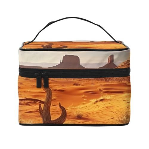 Make-up-Tasche, Reise-Kosmetiktasche, groß, tragbar, Kulturbeutel für Damen, weiße Wolken, Himmel, Kulturbeutel, Western Desert, Einheitsgröße, Kosmetiktasche von VducK