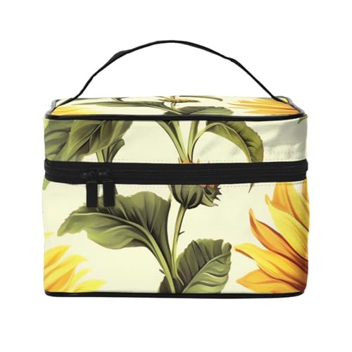 Make-up-Tasche, Reise-Kosmetiktasche, groß, tragbar, Kulturbeutel für Frauen, Universum mit Sternen und Galaxie, interstellarer Kulturbeutel, Sommer Sonnenblume, Einheitsgröße, Kosmetiktasche von VducK