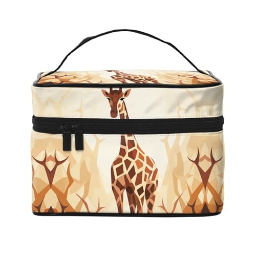 Make-up-Tasche, Reise-Kosmetiktasche, groß, tragbar, Kulturbeutel für Frauen, Wildtiere, öffnen Sie den Mund, Kulturbeutel, Wildtier-Giraffenmuster, Einheitsgröße, Kosmetiktasche von VducK