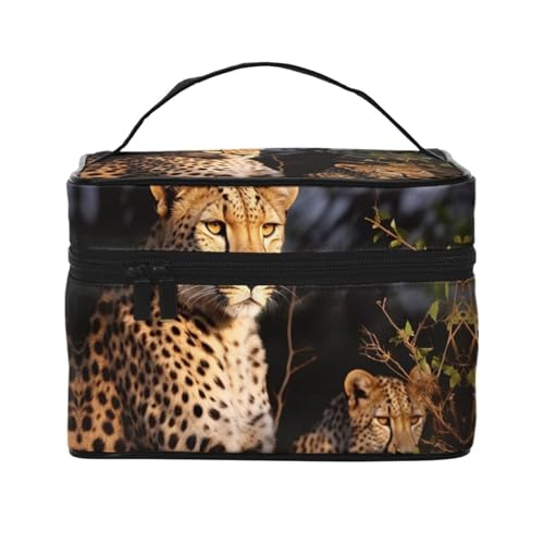 Make-up-Tasche, Reise-Kosmetiktasche, groß, tragbar, Kulturbeutel für Frauen, Wildtiere, öffnen Sie den Mund, Kulturbeutel, Wildtier-Leopardenmuster, Einheitsgröße, Kosmetiktasche von VducK