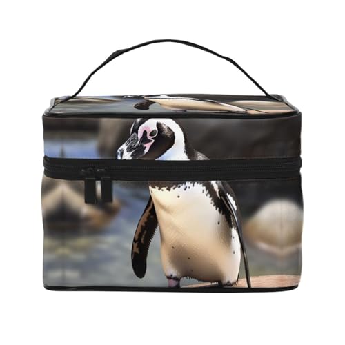 Make-up-Tasche, Reise-Kosmetiktasche, groß, tragbar, Kulturbeutel für Frauen, afrikanische Wildtiere, Tiger, Kulturbeutel, Afrikanischer Pinguin, Einheitsgröße, Kosmetiktasche von VducK