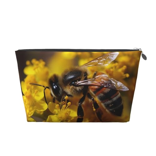 Reise-Kulturbeutel für Damen und Herren, Biene auf gelber Blume, Make-up-Tasche, große Kapazität, Kosmetiktasche, wasserabweisend, Kosmetiktasche, silber, Einheitsgröße, Kosmetiktasche Reise-Kulturbeutel für Damen und Herren, Biene auf gelber Blume, Make-up-Tasche, große Kapazität, Kosmetiktasche, wasserabweisend, Kosmetiktasche, silber, Einheitsgröße, Kosmetiktasche von VducK