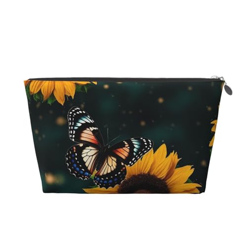 Reise-Kulturbeutel für Damen und Herren, Sonnenblume mit Schmetterling, Make-up-Tasche, große Kapazität, Kosmetiktasche, wasserabweisend, Kosmetiktasche, silber, Einheitsgröße, Kosmetiktasche Reise-Kulturbeutel für Damen und Herren, Sonnenblume mit Schmetterling, Make-up-Tasche, große Kapazität, Kosmetiktasche, wasserabweisend, Kosmetiktasche, silber, Einheitsgröße, Kosmetiktasche von VducK