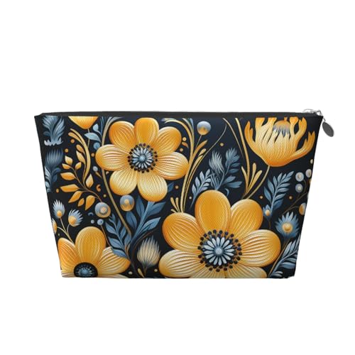 Reise-Kulturbeutel für Damen und Herren, gelbe Blumen, Make-up-Tasche, große Kapazität, Kosmetiktasche, wasserabweisend, Kosmetiktasche, silber, Einheitsgröße, Kosmetiktasche Reise-Kulturbeutel für Damen und Herren, gelbe Blumen, Make-up-Tasche, große Kapazität, Kosmetiktasche, wasserabweisend, Kosmetiktasche, silber, Einheitsgröße, Kosmetiktasche von VducK