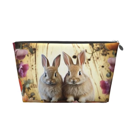 Reise-Kulturbeutel für Damen und Herren, zwei Kaninchen und Tulpen, Make-up-Tasche, große Kapazität, Kosmetiktasche, wasserabweisend, Kosmetiktasche, silber, Einheitsgröße, Kosmetiktasche Reise-Kulturbeutel für Damen und Herren, zwei Kaninchen und Tulpen, Make-up-Tasche, große Kapazität, Kosmetiktasche, wasserabweisend, Kosmetiktasche, silber, Einheitsgröße, Kosmetiktasche von VducK