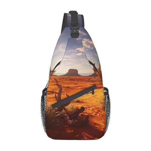 Schultertasche für Damen und Herren, Schultertasche, Western-Musik, Brusttasche, Reisen, Bauchtasche, leicht, lässig, Tagesrucksack, Western Desert, Einheitsgröße von VducK