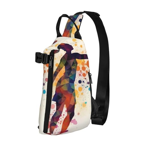 Schultertasche für Damen und Herren, Umhängetasche, Basketball, auf Feuer, Brusttasche, Reise, Bauchtasche, leicht, lässig, Tagesrucksack, Basketball-Mädchen-Muster, Einheitsgröße von VducK