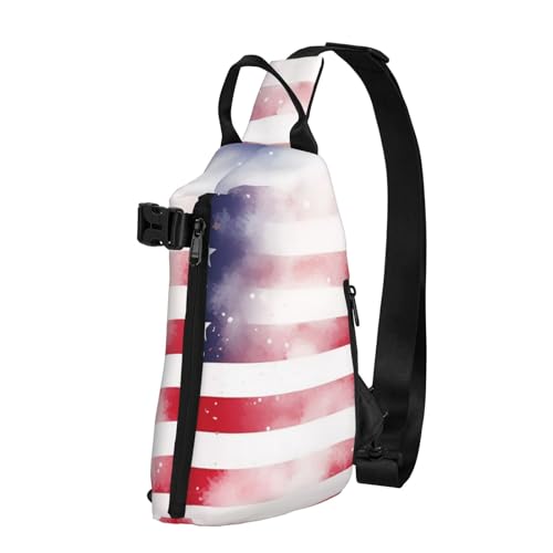 Schultertasche für Damen und Herren, amerikanische Nationalflagge mit Adler, Brusttasche, Reisetasche, leicht, lässiger Tagesrucksack, Amerikanische Flagge und Sterne, Einheitsgröße von VducK