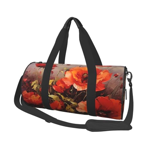 Sporttasche, Reisetasche, für Damen und Herren, Rakete, Raumschiff, Sporttaschen, Schwimmen, Fußball, Basketball, Tennis, Ölgemälde, rote Blume, Einheitsgröße, Reisetasche von VducK