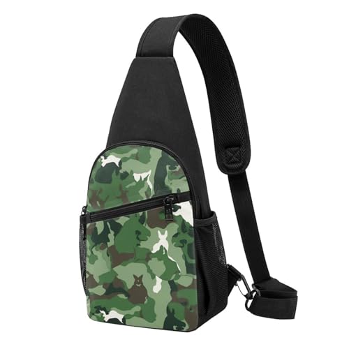 Umhängetasche für Damen, Bauchtasche, Anime-Eule, Brusttasche, Tagesrucksack für Wandern, Reisen, Hüfttasche, Aniaml Camouflage Grün, Einheitsgröße von VducK