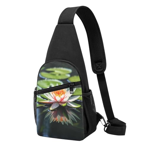 Umhängetasche für Damen, Bauchtasche, Aquarellfarben, Kuh und Gänseblümchen, Tagesrucksack für Wandern, Reisen, Hüfttasche, Seerose, Einheitsgröße von VducK