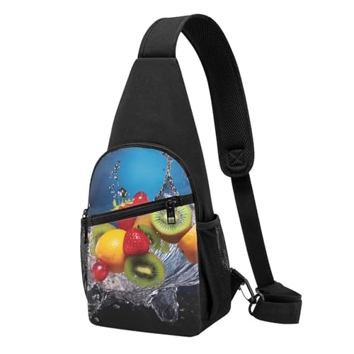 Umhängetasche für Damen, Bauchtasche, Aquarellfarben, Kuh und Gänseblümchen, Tagesrucksack für Wandern, Reisen, Hüfttasche, Wasserfrüchte, Einheitsgröße von VducK