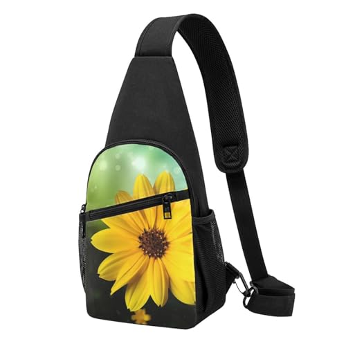 Umhängetasche für Damen, Bauchtasche, Gelb/Orange/Weiß, Blumen, Brusttasche, Tagesrucksack für Wandern, Reisen, Hüfttasche, Gelb, Blumen, Einheitsgröße von VducK