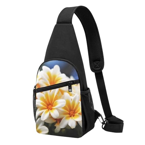 Umhängetasche für Damen, Bauchtasche, Gelb/Orange/Weiß, Blumen, Brusttasche, Tagesrucksack für Wandern, Reisen, Hüfttasche, Gelb Orange Weiß Blumen, Einheitsgröße von VducK