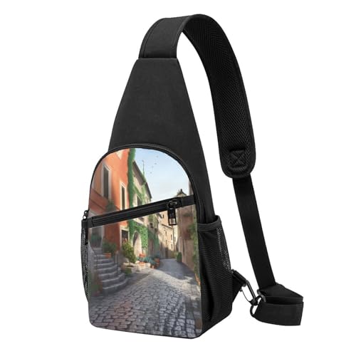 Umhängetasche für Damen, Bauchtasche, Sommer, Blumenmuster, Kaktus, Brusttasche, Tagesrucksack für Wandern, Reisen, Hüfttasche, Street of Italy, Einheitsgröße von VducK