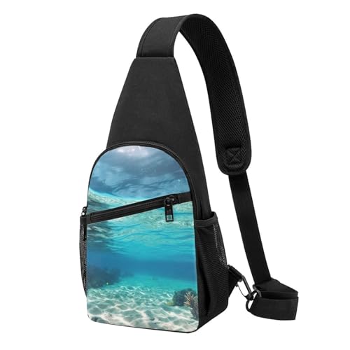 Umhängetasche für Damen, Bauchtasche, Valentinstag, Herz-Blume, Brusttasche, Tagesrucksack für Wandern, Reisen, Hüfttasche, Unterwasserblick auf den tropischen Strand, Einheitsgröße von VducK