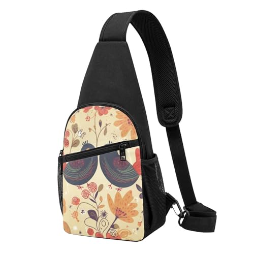 Umhängetasche für Damen, Bauchtasche, Vögel auf Ästen, Brusttasche, Tagesrucksack zum Wandern, Reisen, Hüfttasche, Vogel Blume Valentinstag, Einheitsgröße von VducK