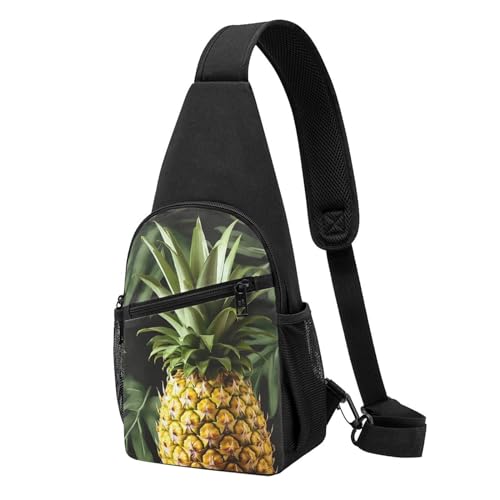 Umhängetasche für Damen, Bauchtasche, Zebramuster, Brusttasche, Tagesrucksack für Wandern, Reisen, Hüfttasche, Gelbe Ananas, Einheitsgröße von VducK