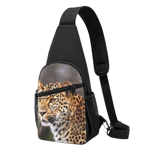 Umhängetasche für Damen, Bauchtasche, dreidimensional, platzsparend, Tagesrucksack für Wandern, Reisen, Hüfttasche, leopard, Einheitsgröße von VducK