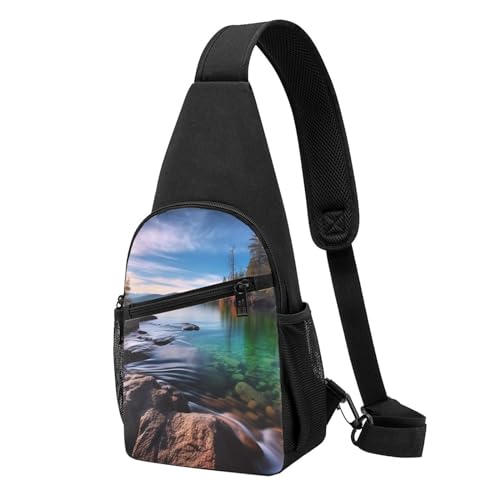 Umhängetasche für Damen, Bauchtasche, schöne rote Schmetterlinge, Brusttasche, Tagesrucksack für Wandern, Reisen, Hüfttasche, Schöner See, Einheitsgröße von VducK