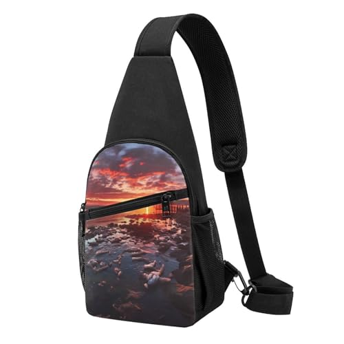 Umhängetasche für Damen, Bauchtasche, süße Süßigkeiten, Brusttasche, Tagesrucksack für Wandern, Reisen, Hüfttasche, sunset, Einheitsgröße von VducK