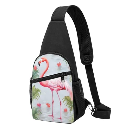 Umhängetasche für Damen, Bauchtasche, weiße Blumen, hellblau, Holz, Tagesrucksack für Wandern, Reisen, Hüfttasche, WHITE FLAMINGO, Einheitsgröße von VducK