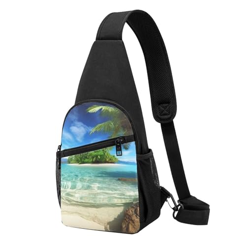 Umhängetasche für Damen, Bauchtasche, zwei Löwen, Brusttasche, Tagesrucksack für Wandern, Reisen, Hüfttasche, Tropischer Strand, Einheitsgröße von VducK