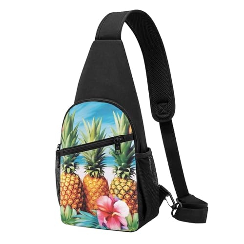 Umhängetasche für Damen, Bauchtasche mit sprechenden Fischen, Tagesrucksack für Wandern, Reisen, Hüfttasche, Sommer-Ananas, Einheitsgröße von VducK