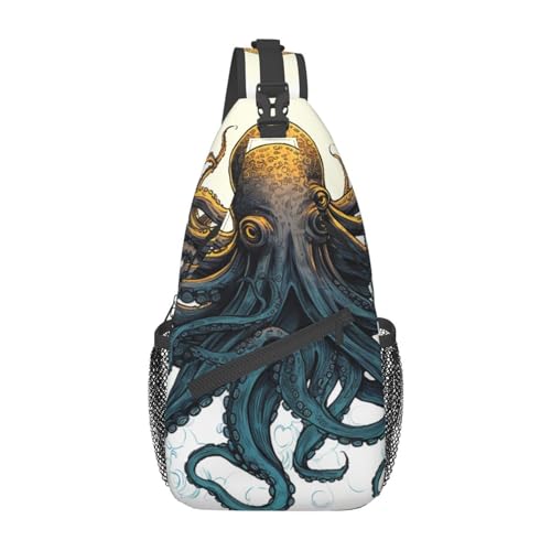 VducK Schultertasche für Damen und Herren, Schultertasche, Sonnenblumen, gelbe Blumen, Brusttasche, Reisen, Bauchtasche, leicht, lässig, Tagesrucksack, Sun Ocean Octopus, Einheitsgröße von VducK